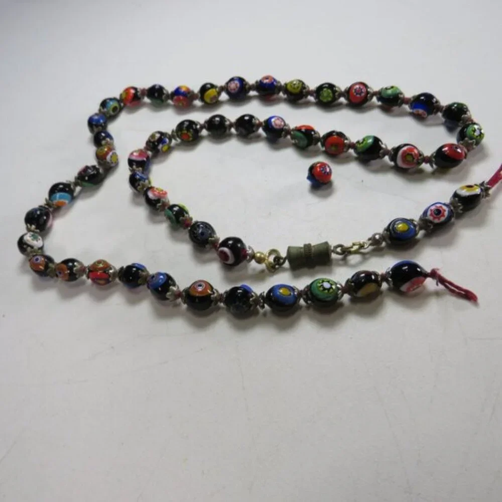 Vintage Millefiori Glass (52) BEADS Double Sided Handmade Multi Colored